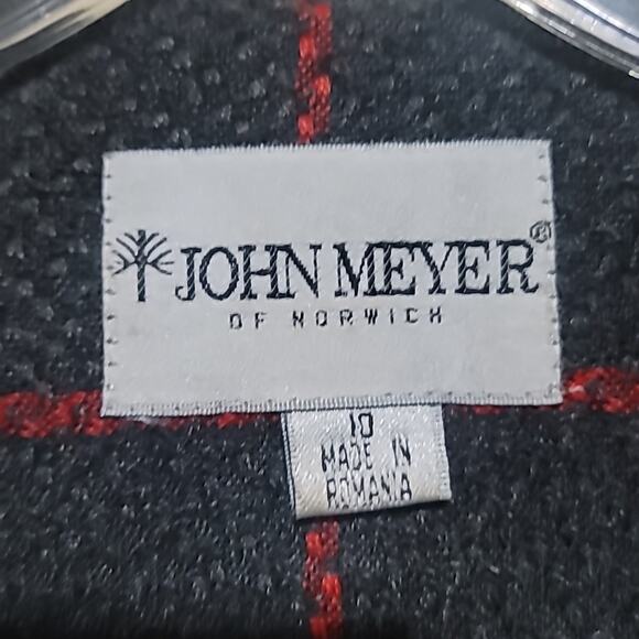 John Meyer Of Norwich Vintage Woolblend Gray and Red Coat Size 10 - Picture 8 of 9